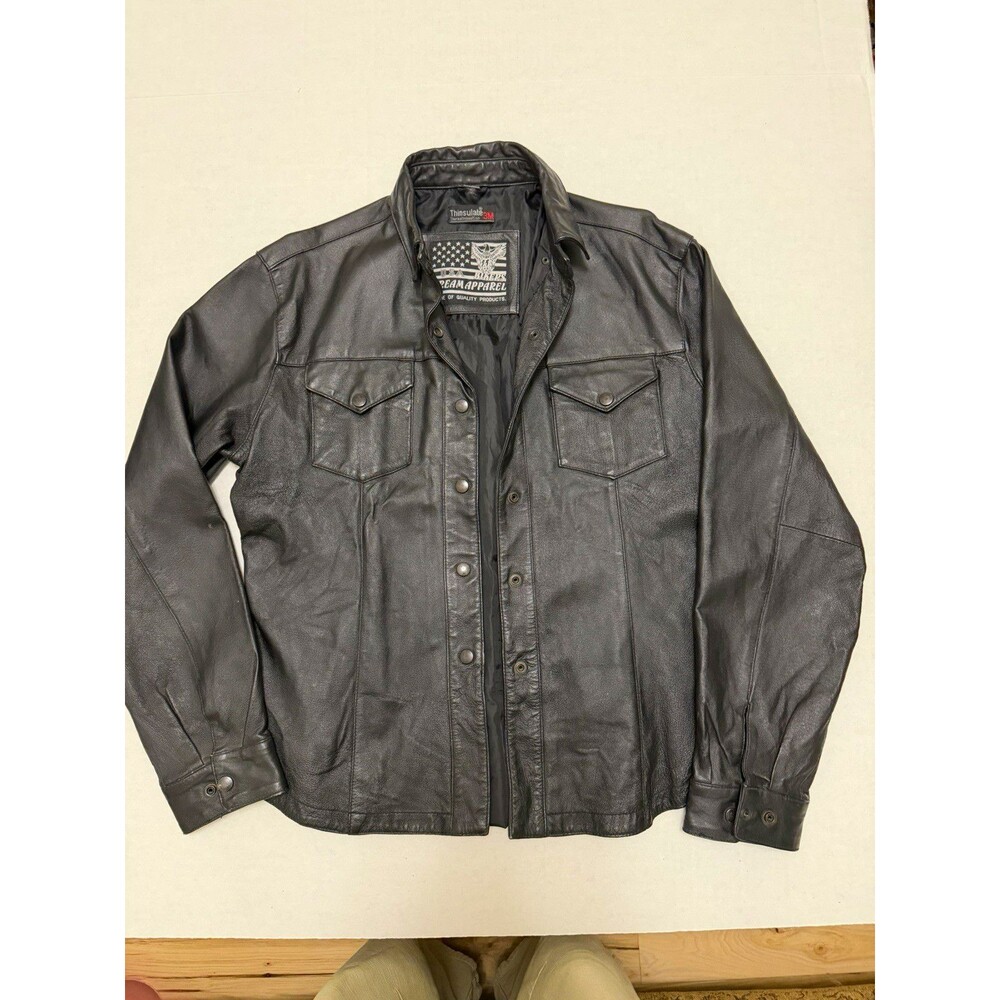 USA Bikers Dream Apparel Men’s Black Motorcycle Jacket Snaps Thinsulate L 44"